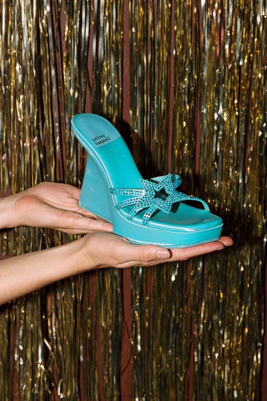 il Jeffrey Campbell מגה כוכב סנדל פלטפורמה נשים כחול סאטן כחול NN6N6987