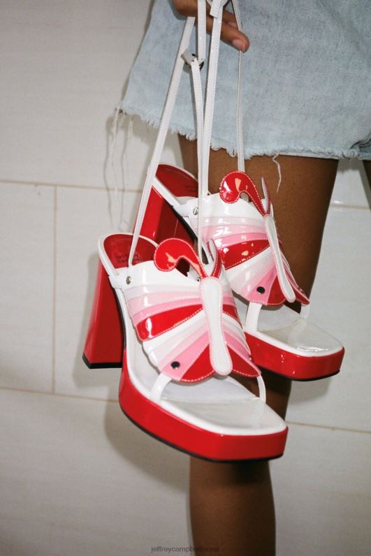 il Jeffrey Campbell מונרך-ל סנדל פלטפורמה נשים אדום פטנט לבן מולטי NN6N6989