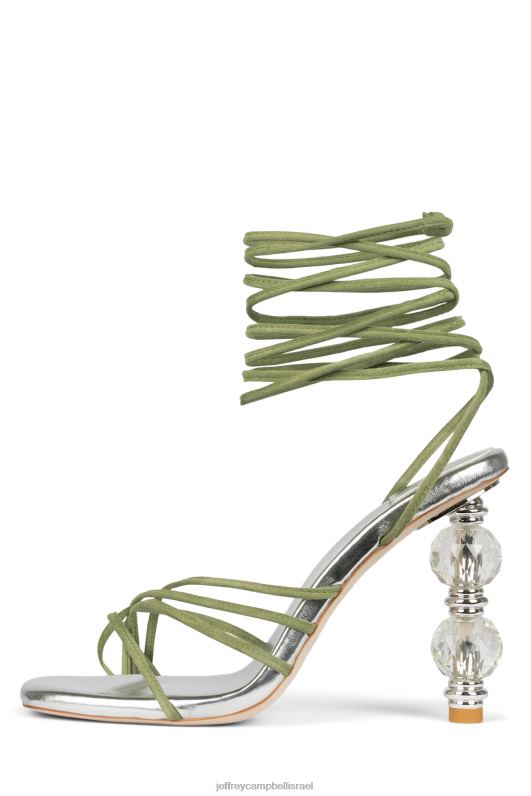 il Jeffrey Campbell bijouxx-2 סנדל עם עקבים נשים זמש ירוק כסף NN6N61615
