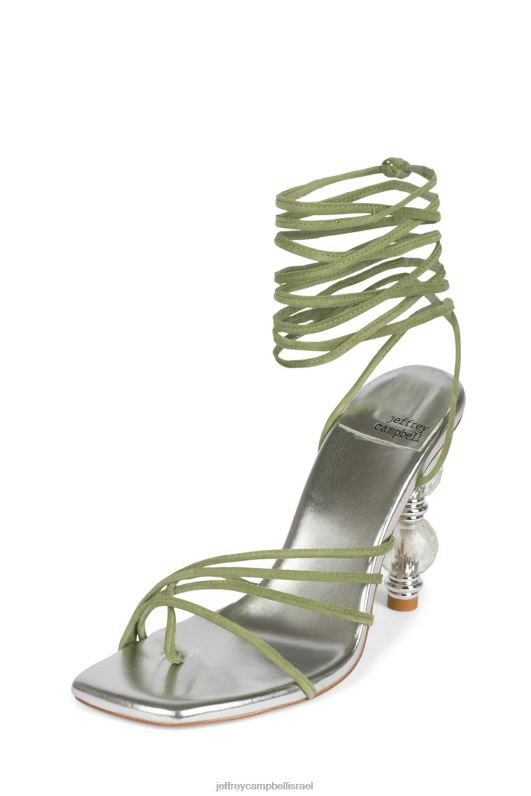 il Jeffrey Campbell bijouxx-2 סנדל עם עקבים נשים זמש ירוק כסף NN6N61615
