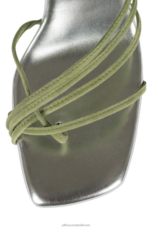 il Jeffrey Campbell bijouxx-2 סנדל עם עקבים נשים זמש ירוק כסף NN6N61615