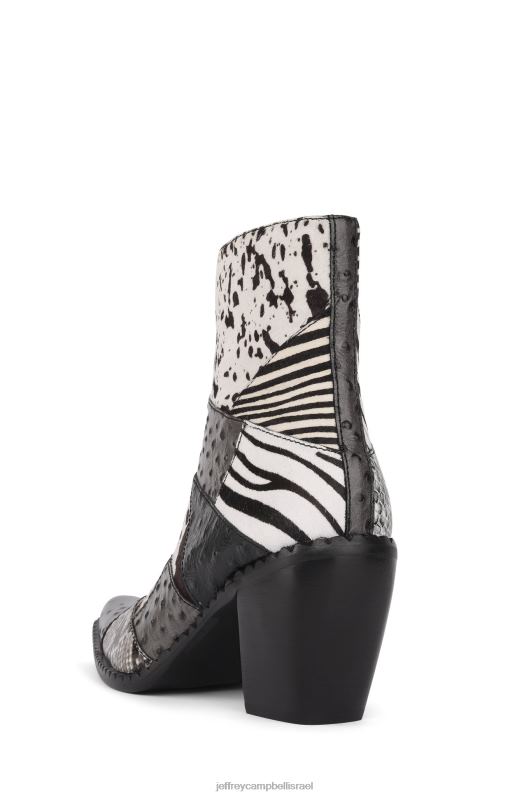 il Jeffrey Campbell caballeros מגפי קרסול נשים שילוב אקזוטי שחור לבן NN6N6596