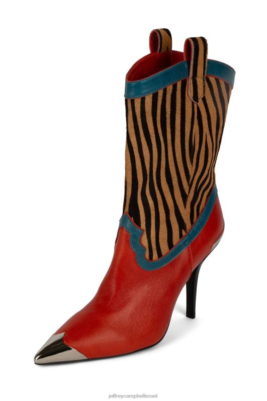 il Jeffrey Campbell אל-פאסו-פ מגפי קרסול נשים כתום cb בז' ברן זברה NN6N6349