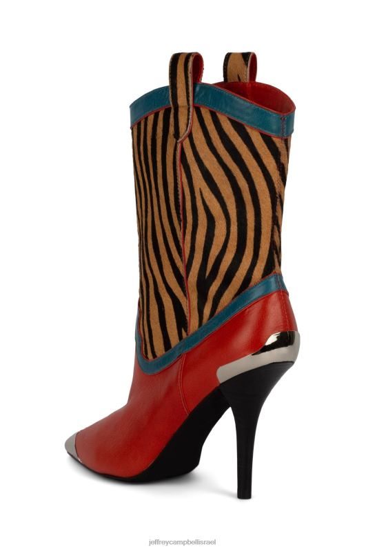 il Jeffrey Campbell אל-פאסו-פ מגפי קרסול נשים כתום cb בז' ברן זברה NN6N6349