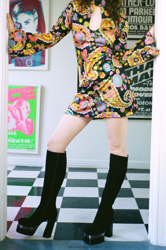 il Jeffrey Campbell dancerama מגפיים מברך עד ירך נשים זהב זמש אדום NN6N6775