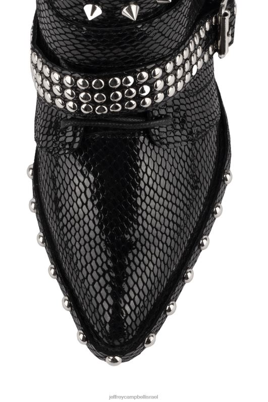 il Jeffrey Campbell draco-stud מגפי קרסול נשים נחש שחור מבריק כסף NN6N6664