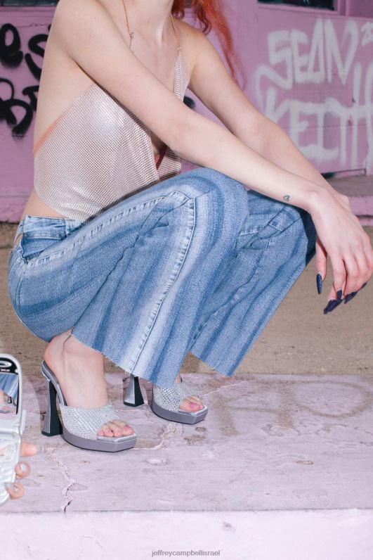 il Jeffrey Campbell hollywoodj סנדל עם עקבים נשים כסף סאטן אפור NN6N61565