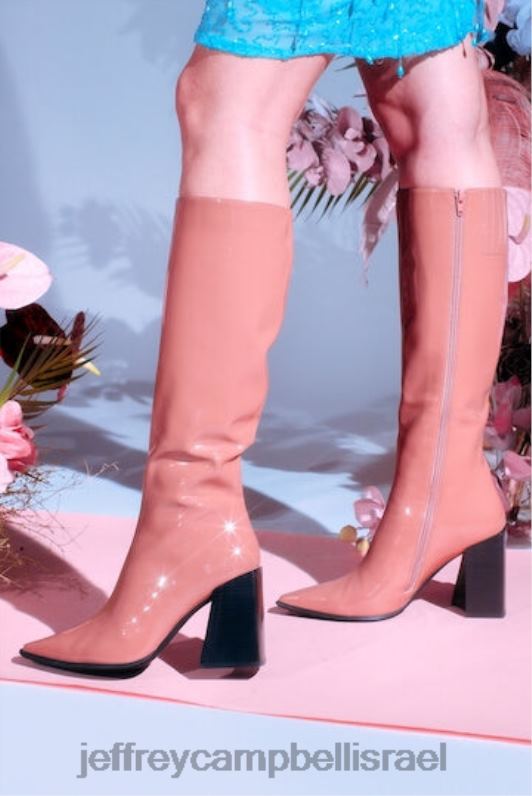 il Jeffrey Campbell lasiren-kh מגפיים מברך עד ירך נשים פטנט סומק מאובק NN6N6725