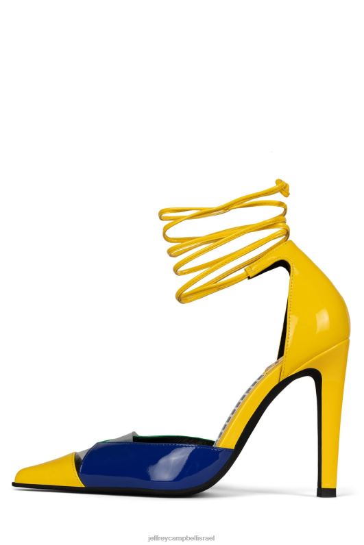 il Jeffrey Campbell ovio משאבת עקב נשים צהוב פס פטנט רב NN6N61366