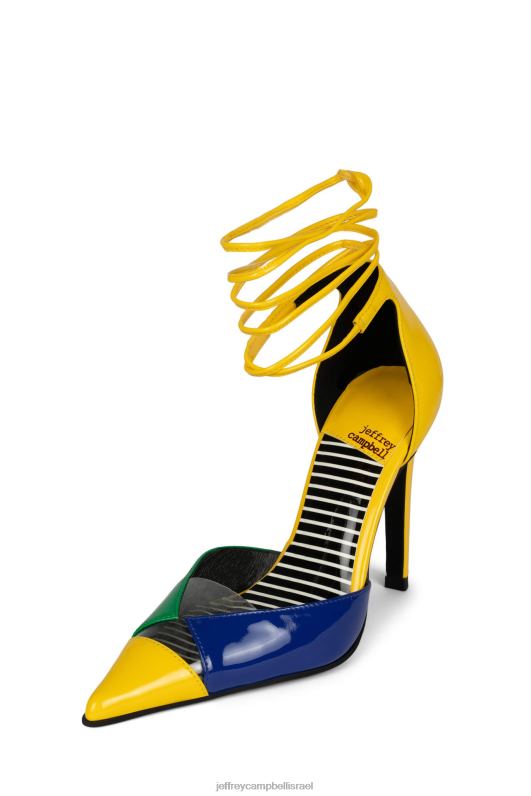 il Jeffrey Campbell ovio משאבת עקב נשים צהוב פס פטנט רב NN6N61366