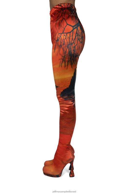 il Jeffrey Campbell pantalones מגפיים מברך עד ירך נשים שקיעה כתומה NN6N6885