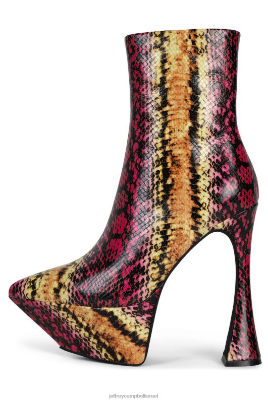 il Jeffrey Campbell pwr-chord מגפי קרסול נשים נחש ורוד צהוב NN6N6621