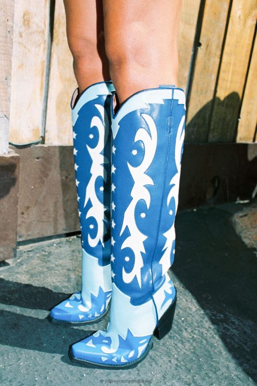 il Jeffrey Campbell starwood-2 מגפיים מברך עד ירך נשים משולבת כחול NN6N6788