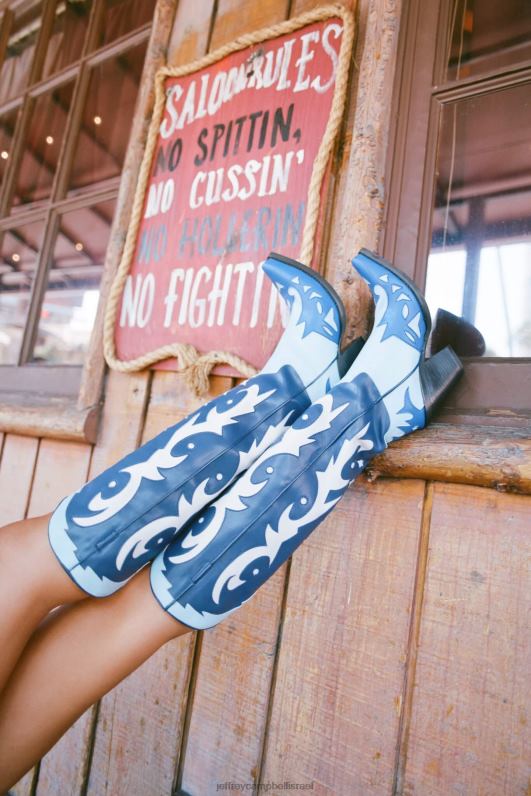 il Jeffrey Campbell starwood-2 מגפיים מברך עד ירך נשים משולבת כחול NN6N6788