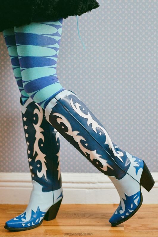 il Jeffrey Campbell starwood-2 מגפיים מברך עד ירך נשים משולבת כחול NN6N6788