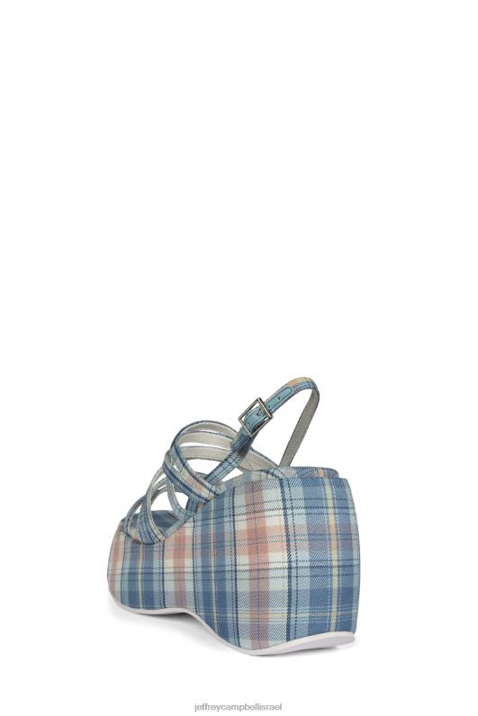 il Jeffrey Campbell vibez סנדל פלטפורמה נשים משובץ כחול NN6N61121