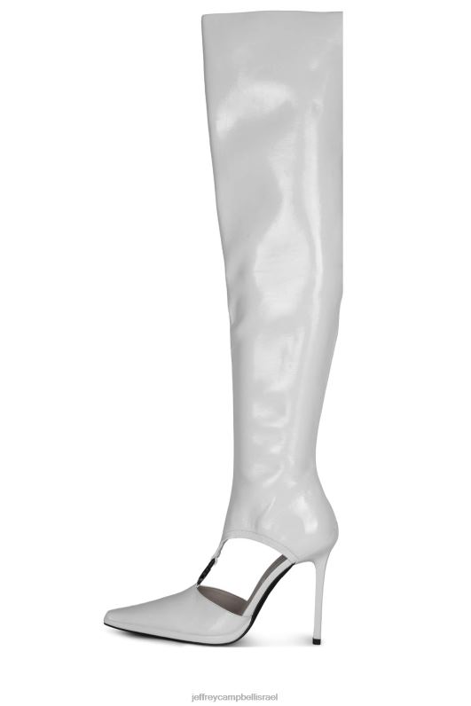 il Jeffrey Campbell vortexx מגפיים מברך עד ירך נשים פטנט קמט לבן NN6N6863