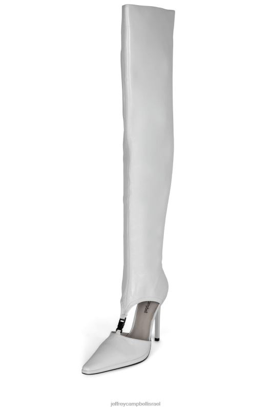 il Jeffrey Campbell vortexx מגפיים מברך עד ירך נשים פטנט קמט לבן NN6N6863