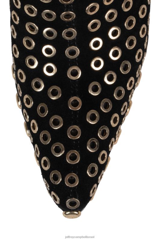 il Jeffrey Campbell walton-e מגפי קרסול נשים זמש שחור זהב NN6N6626