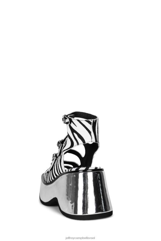 il Jeffrey Campbell wvlngth-f סנדל פלטפורמה נשים שחור לבן זברה כסף NN6N6224